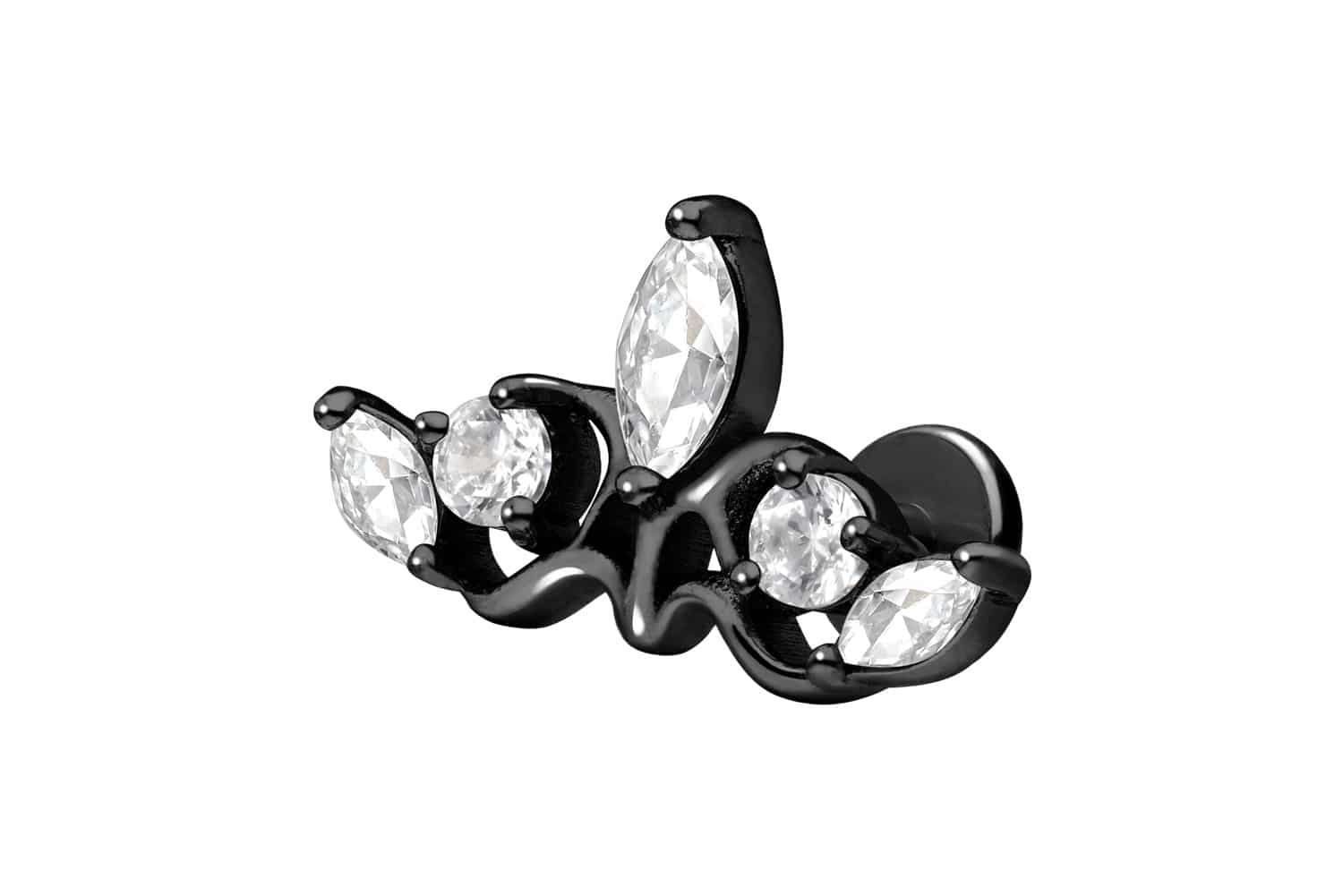Titan Labret Piercing mit Push Fit GOTISCHE KRONE